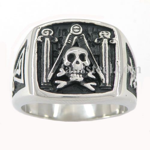 FSR10W44 Skull & Pillars Freimaurer masonic ring - Click Image to Close